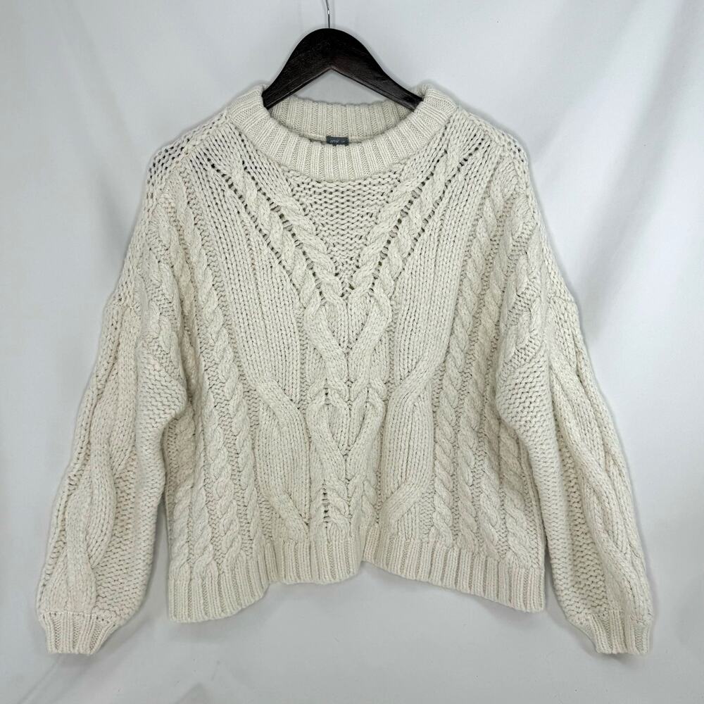 Aerie Chunky Knit Sweater Womens Small Ivory Cream Oversized Pullover Cozy Fall